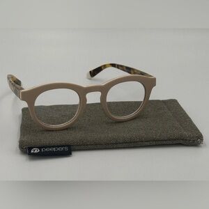 Peepers Saffron Blue Light Readers Reading alasses +2.25 Taupe Tortoise Case